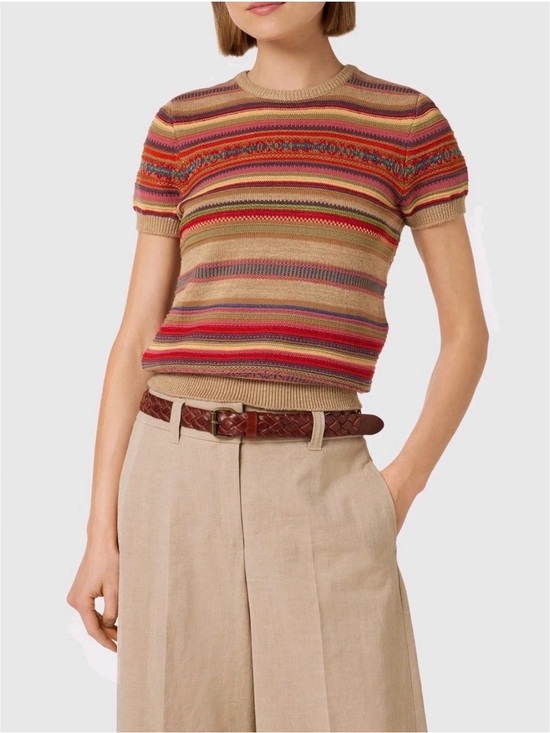 Ralph Lauren Sweaters - Lauren Ralph Lauren Sunset Striped Short Sleeve Knit Sweater Black Label Size M
